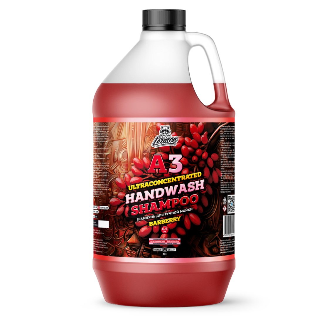 LERATON - A3 HANDWASH SHAMPOO BARBERRY, Суперконцентрированный шампунь для ручной мойки, 3,8л